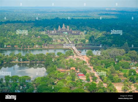 Aerial view of Angkor Wat Temple, Cambodia, Southeast Asia Stock Photo ...