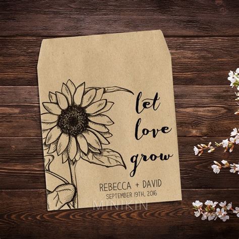 Sunflower Seed Packets Personalized Favors Custom by MinikinGifts