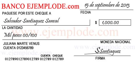 Ejemplos de Cheque