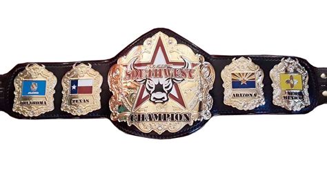 SOUTHWEST WRESTLING CHAMPIONSHIP LEATHER STRAP BELT ADULT SIZE