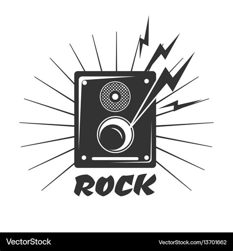 Rock music loud speaker logo in black and white Vector Image