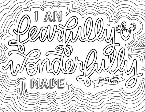 Coloring Page Digital Download / Fearfully and Wonderfully Made / Bible ...