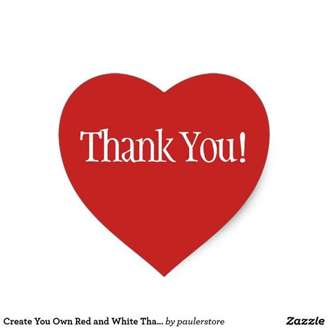 Create You Own Red and White Thank You Heart Sticker | Heart stickers, Love heart emoji ...