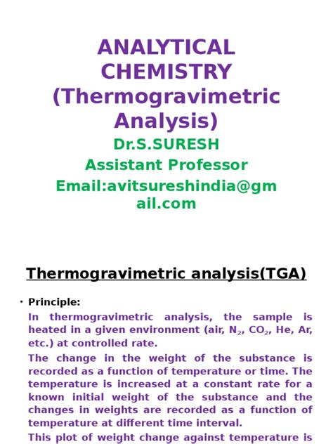 Thermogravimetric Analysis | Thermogravimetric Analysis | Chemical Substances