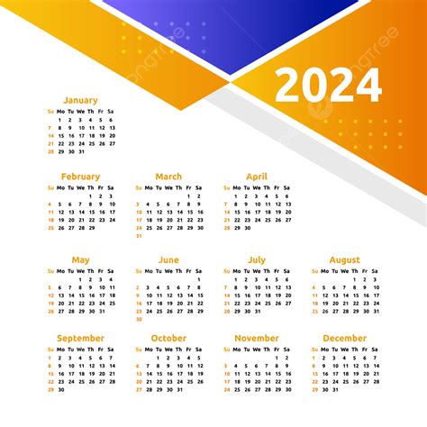 2024 Calendar Template Free Editable Printable Stickers Png - Zenia Verene