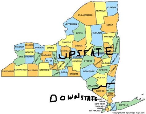 Arguing with people about where upstate New York starts. | Map of new york, New york county, New ...