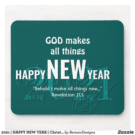 2021 | HAPPY NEW YEAR | Christian Scripture | TEAL Mouse Pad | Zazzle ...