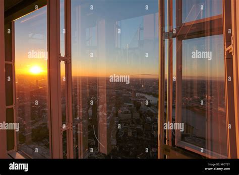 People at The Shard viewing platform at sunset in London Stock Photo ...