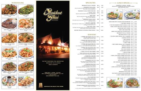 President Thai Menu