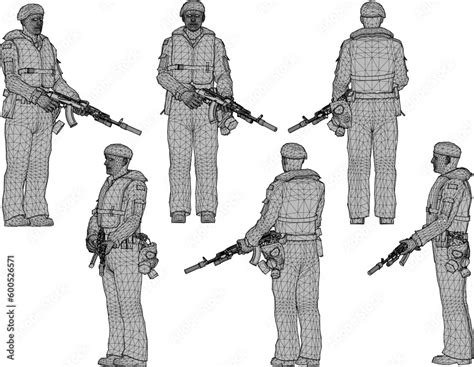 Armed combat special forces cartoon illustration vector sketch Stock ...