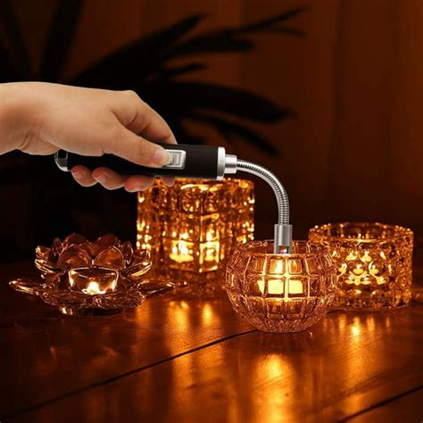 Reactionnx Electric Candle Lighter USB Rechargeable Long Flameless Windproof Arc Lighter, 360 ...