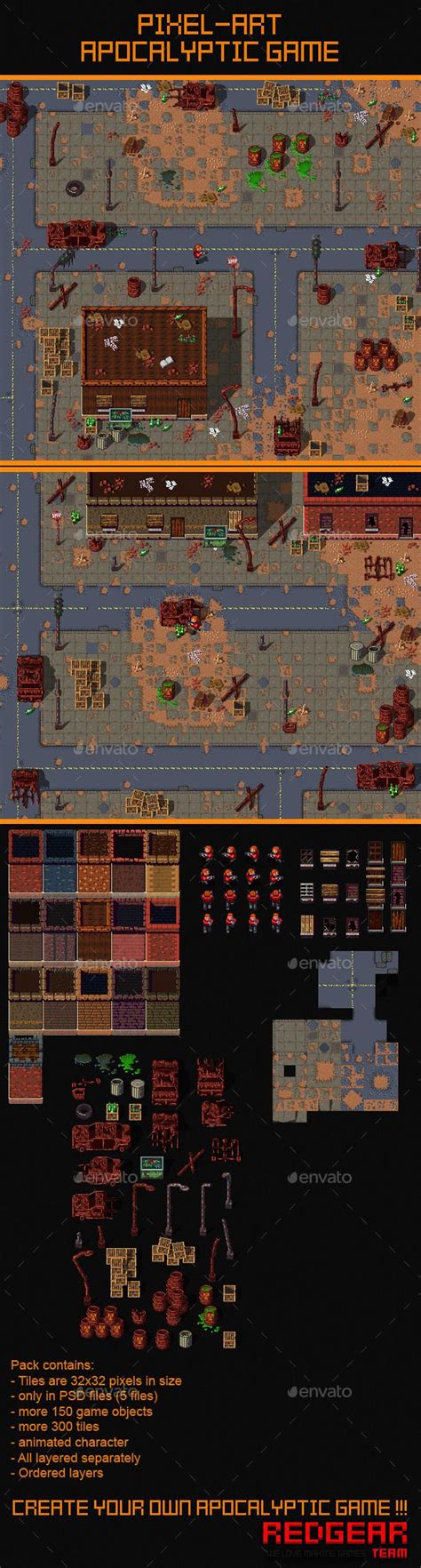 2D Pixel Art Apocalyptic Game Assets