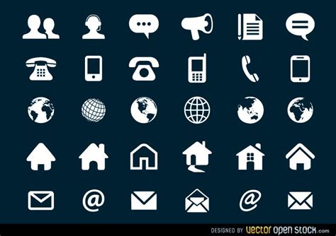 Contact Flat Icons Set Vector Download