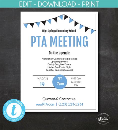 Meeting Announcement Flyer, Easy to Use Template, Edit Yourself, Great ...