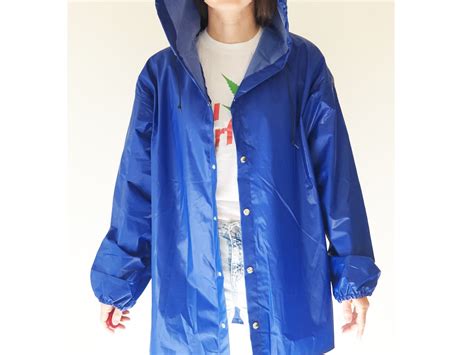 1970s 1980s Vintage PVC Raincoat Hooded Rain Jacket - Etsy