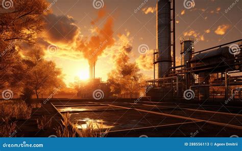 Refinery Environment Industrial Oil Factory Pipe Energy Gas Chimney ...