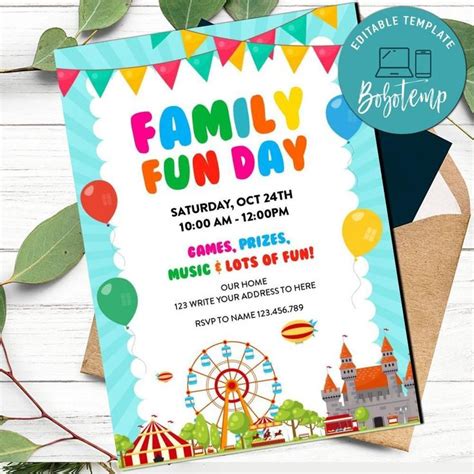 Family fun day Invitation Customizable Template | Bobotemp | Family fun ...