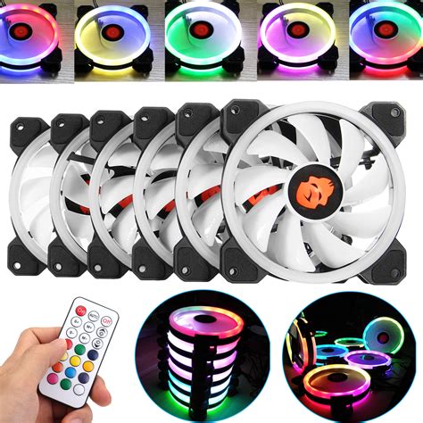 Coolmoon 6pcs 120mm adjustable rgb led light computer pc case cooling ...