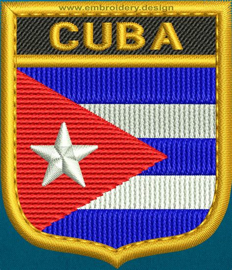 Design embroidery Flag of Cuba Shield with Gold Trim by embroidery design