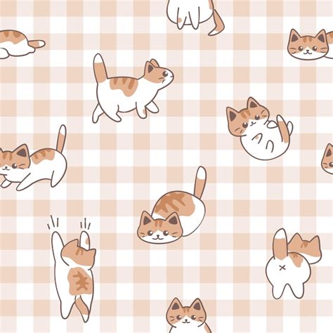 Premium Vector | Cute Calico Cat Seamless Pattern