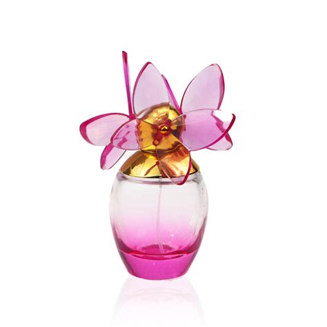 Colored Glass Empty Perfume Bottles with Pink Flower Pump Sprayer, High ...