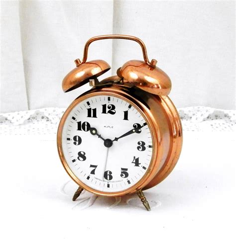 Working Vintage Two Bell Copper Mid Century Kiple Mechanical Alarm Clock, 1960s Retro Wind-up ...