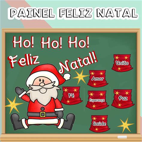 Painel Feliz Natal Papai Noel em PDF ~ Atividades Educação