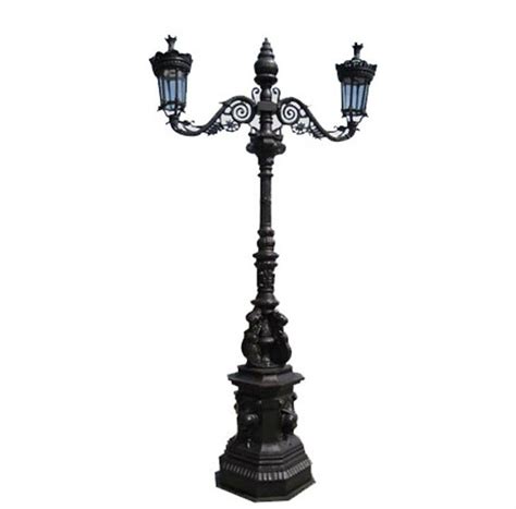 Outdoor Decorative Antique Cast Iron Street Lamp Post Round Two Classical Light Pole