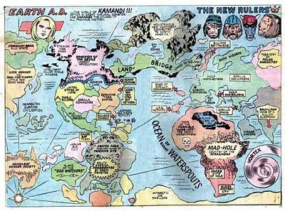 Jack Kirby map of Earth for KAMANDI!!! | Jack kirby, Cartoon map, Comics