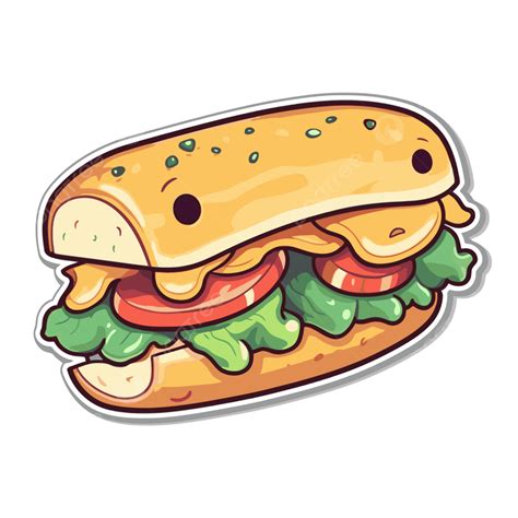 Stiker Sandwich Kartun Pada Clipart Latar Belakang Putih Vektor Desain ...