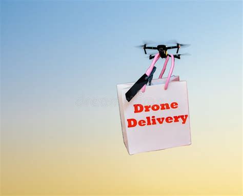 Futuristic Drone Delivery Concept with Copy Space Stock Image - Image ...