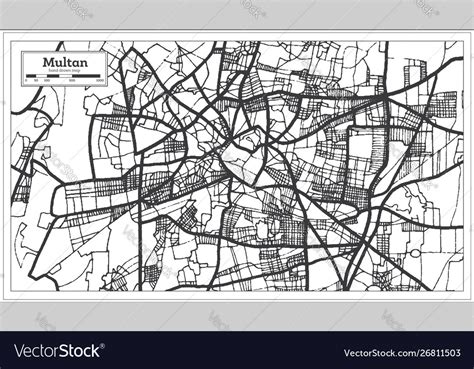 Multan pakistan city map in retro style black Vector Image