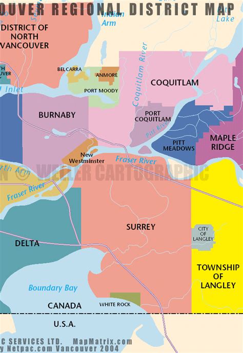 Map of Metro Vancouver, formerly known as GVRD (Greater Vancouver Regional District) Map ...