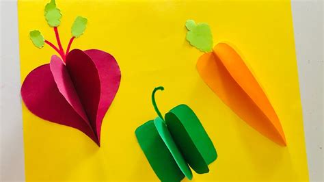 3d vegetables with paper | Vegetable craft ideas for preschoolers | DIY paper vegetables - YouTube