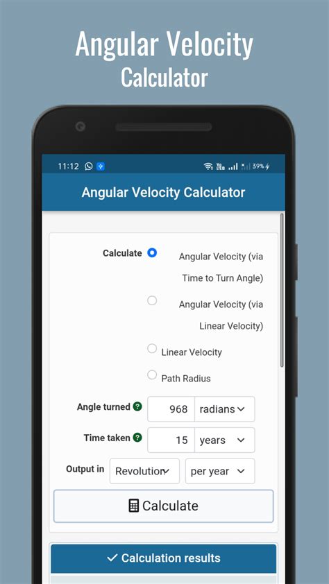 Angular Velocity Calculator - App on Amazon Appstore