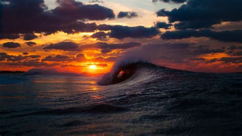 Free photo: Ocean Wave Sunset - Yellow, Sunny, Scene - Free Download - Jooinn