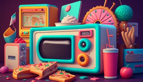 Premium Photo | A digital art of a microwave oven and a soda can.