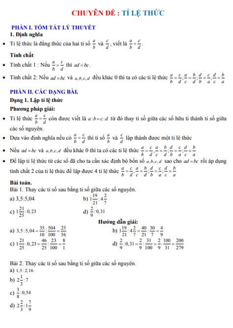 Chuyên đề tỉ lệ thức - Tài liệu, giáo án điện tử