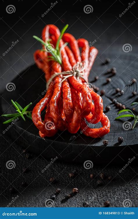 Spicy Kabanos Made of Beef and Herbs Stock Image - Image of pork ...