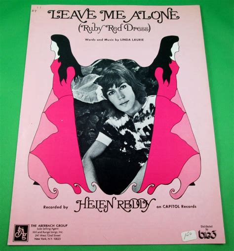 LEAVE ME ALONE (RUBY RED DRESS) Piano/Vocal/Guitar Sheet Music HELEN REDDY 1973