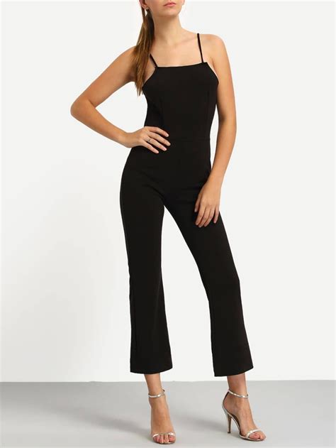 Black Spaghetti Strap Slim Jumpsuit -SheIn(Sheinside)