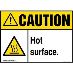 Caution: Hot Surface Sign with Icon - OSHA