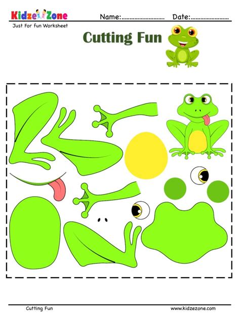 Cutting and Pasting Activity with Frog - KidzeZone