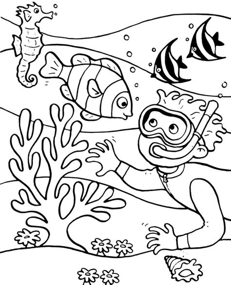 Diver coloring page for kids - Topcoloringpages.net