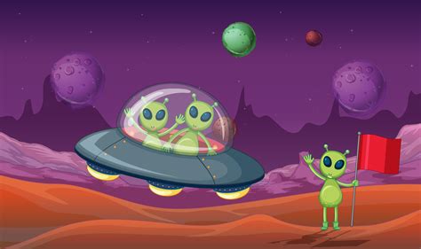 Three aliens discovered new planet 414228 Vector Art at Vecteezy