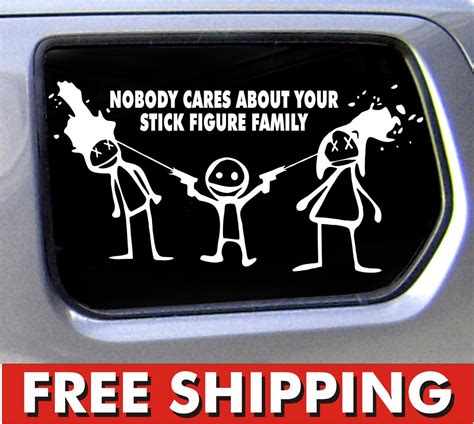 Nobody Cares About Your Stick Figure Family funny stickers car decal bumper