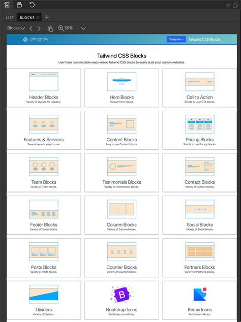 Tailwind Blocks | Pinegrow Web Editor