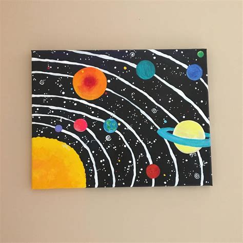 This original painting of the solar system features brightly painted ...