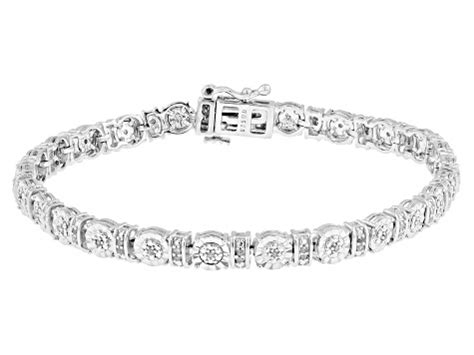 White Diamond Rhodium Over Sterling Silver Tennis Bracelet 0.25ctw - DOD1067 | JTV.com