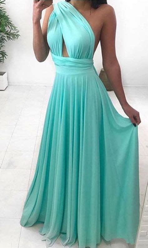 One Shoulder Green Chiffon Long Prom Dress Plus Size Formal Evening ...